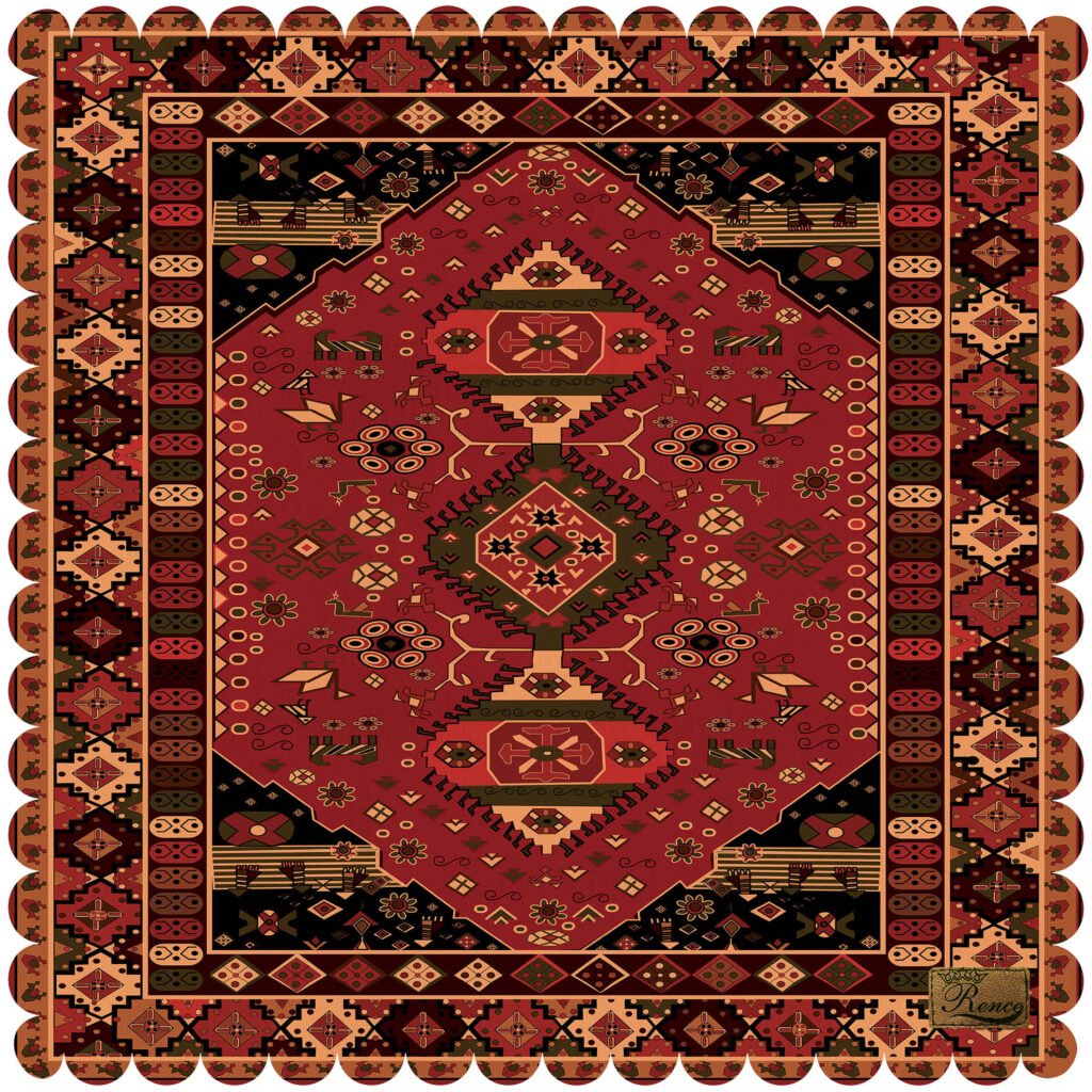 Nappe en Velours avec Design Tapis Persan pour Votre Décoration de Table