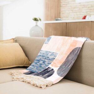 Plaid en Velours Doux & Léger pour Canapé Motif Abstrait Crème