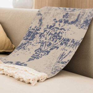 Plaid en Velours Doux & Léger pour Canapé Motif Vintage Crème