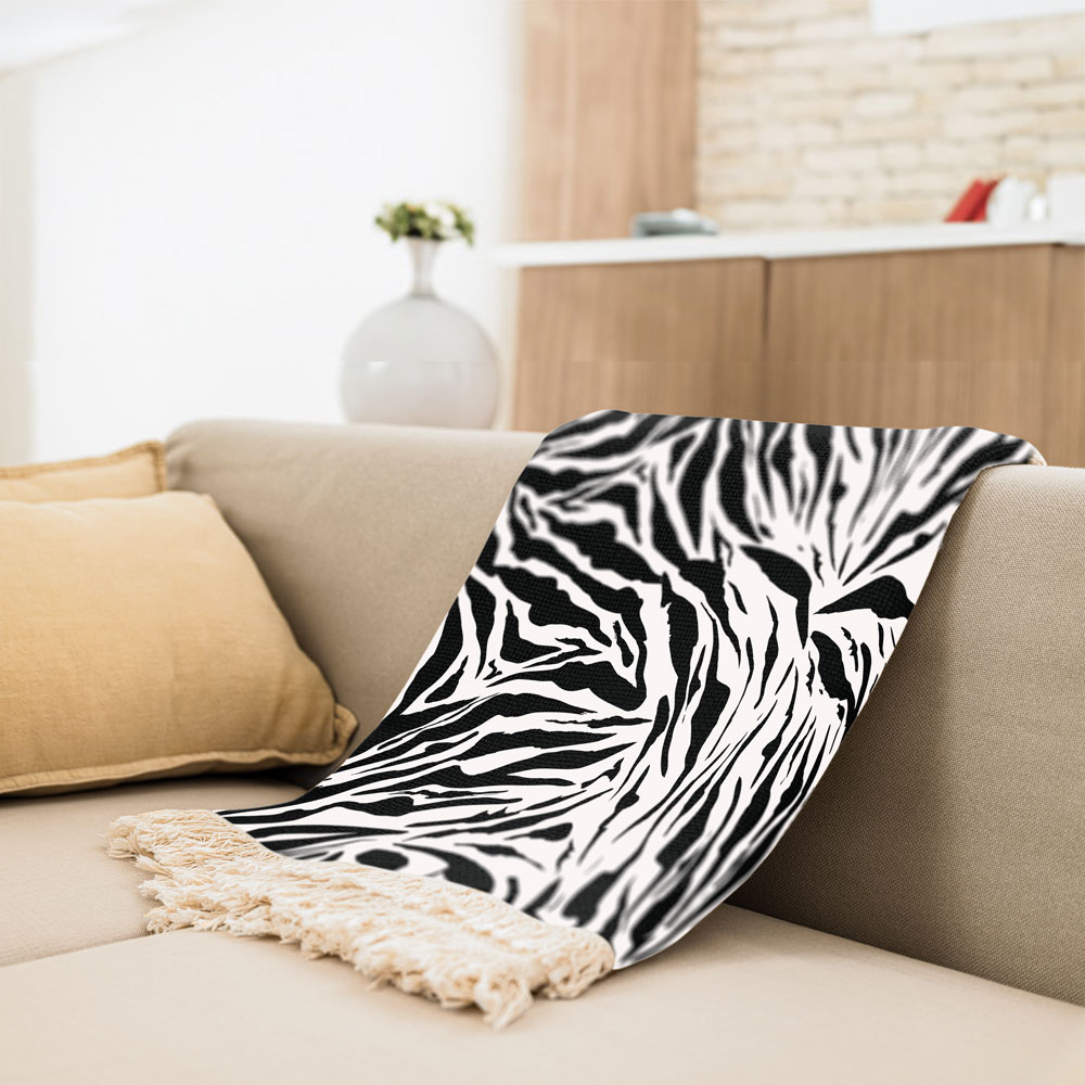 Plaid en Velours Doux & Léger pour Canapé Motif Zèbre