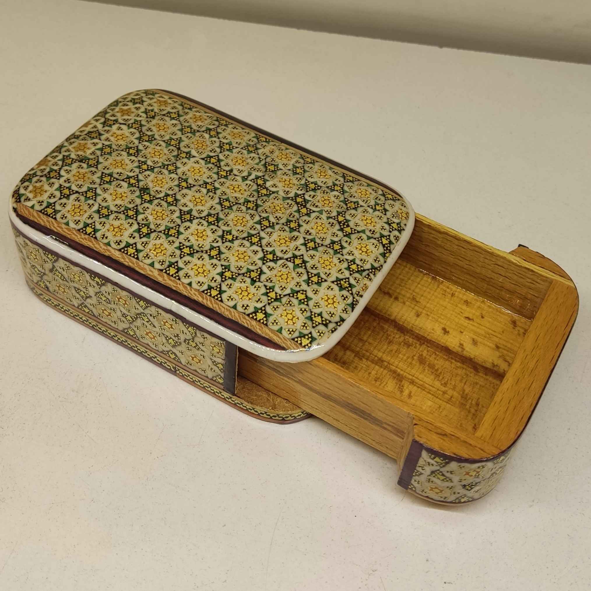 Boîte à cartes en bois persan – Émaillage Khatam Kimia