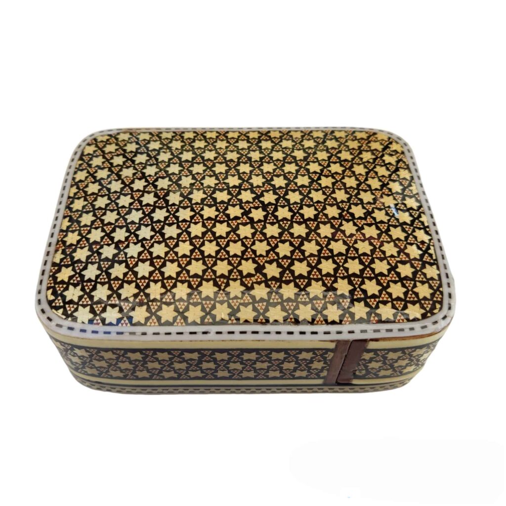 Boîte à cartes en bois persan - Émaillage Khatam Étoile