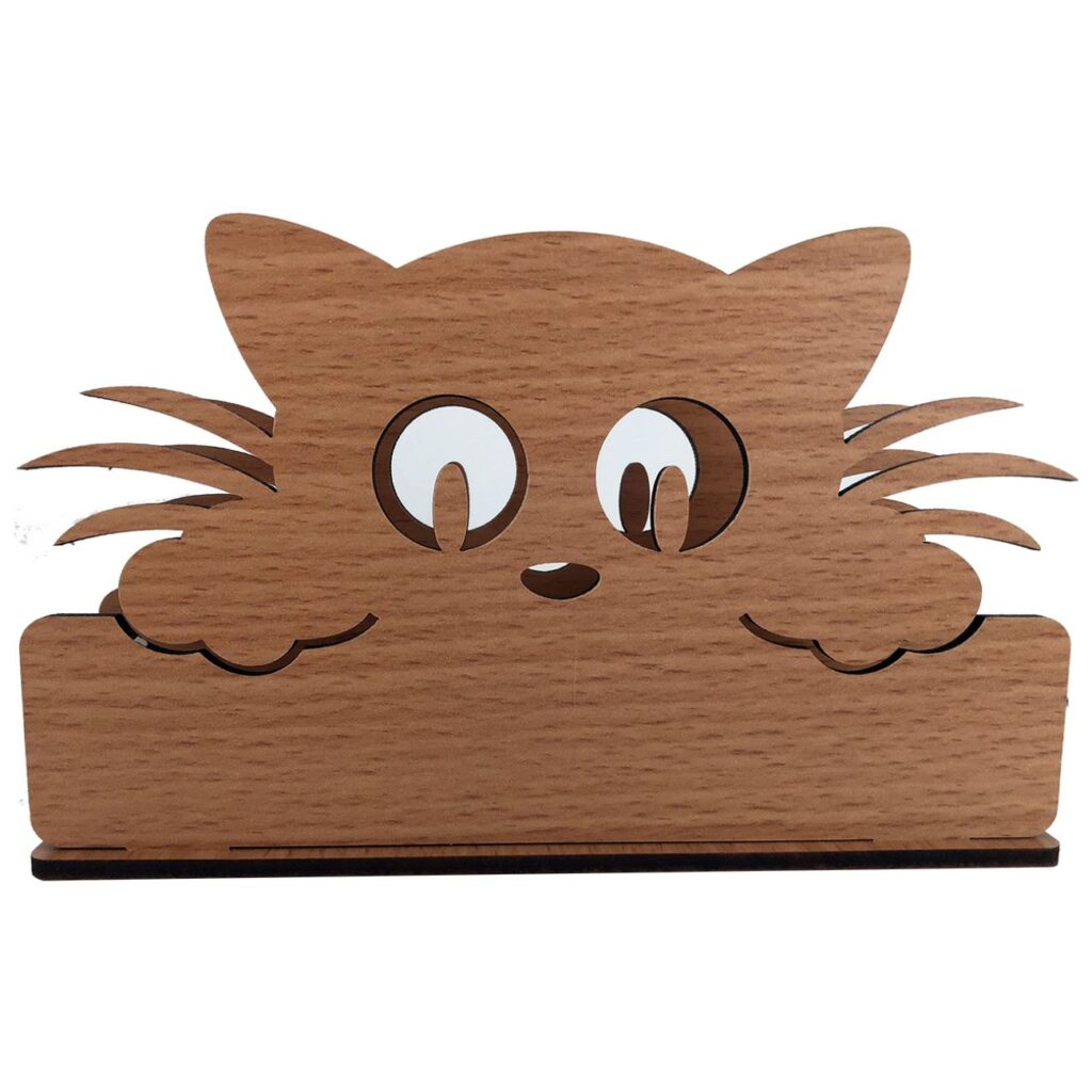 Porte-mouchoirs en bois – Design de chat pour votre maison