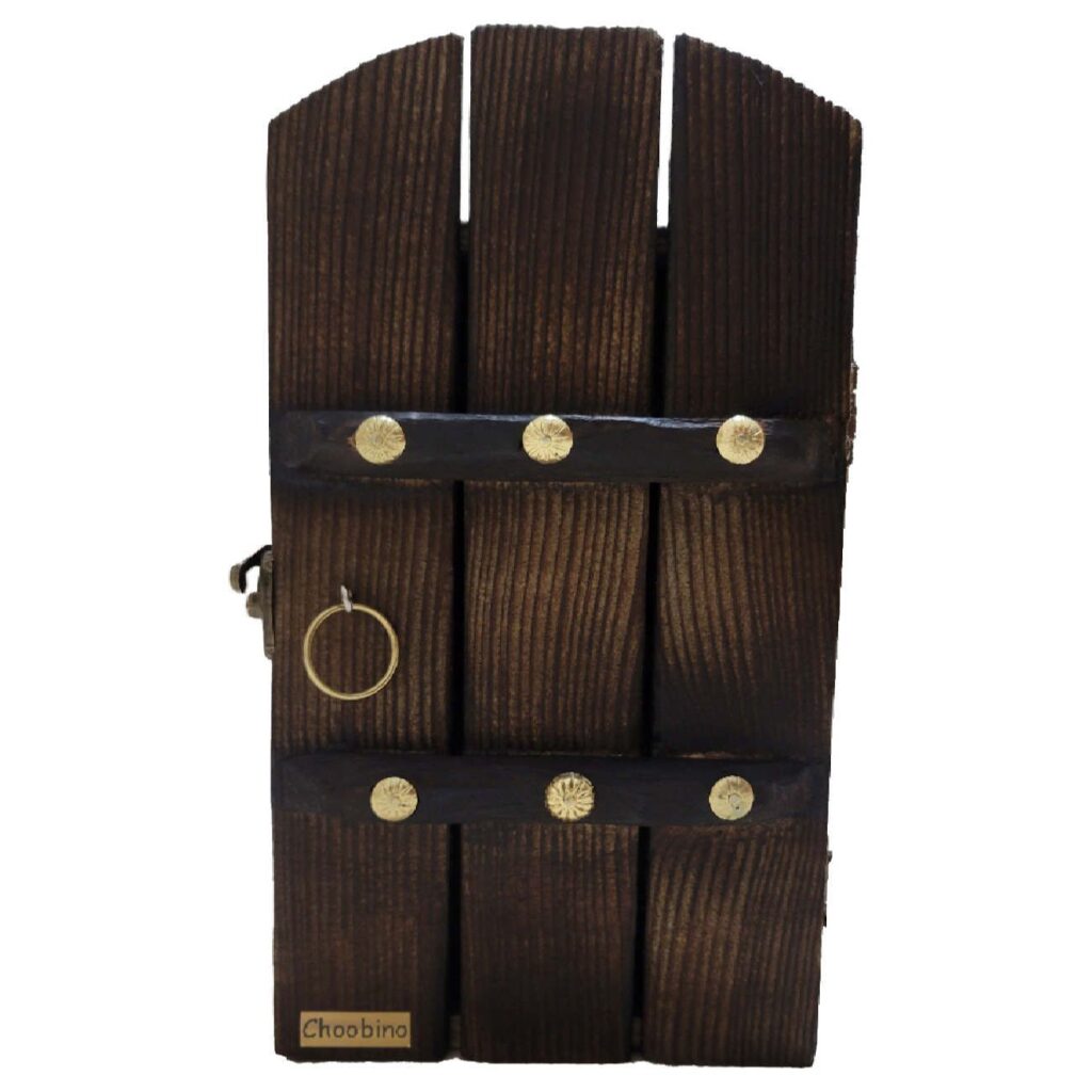 Porte-clés mural en bois persan fait main avec design de porte de vieille maison traditionnelle