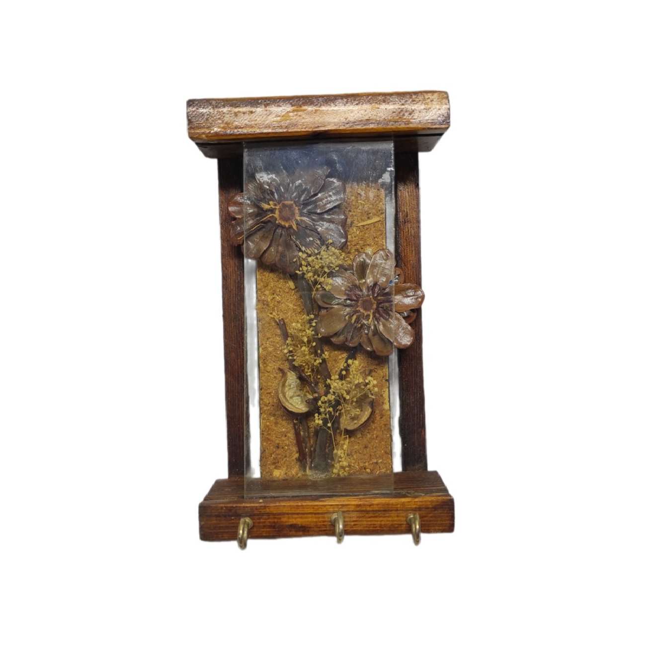 Porte-clés mural décoratif et fait main avec design Fleurs & Verre