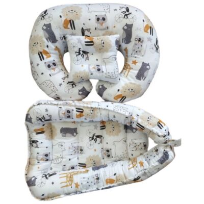 Ensemble de nid pour bébé en coton 3 pièces avec design Animal
