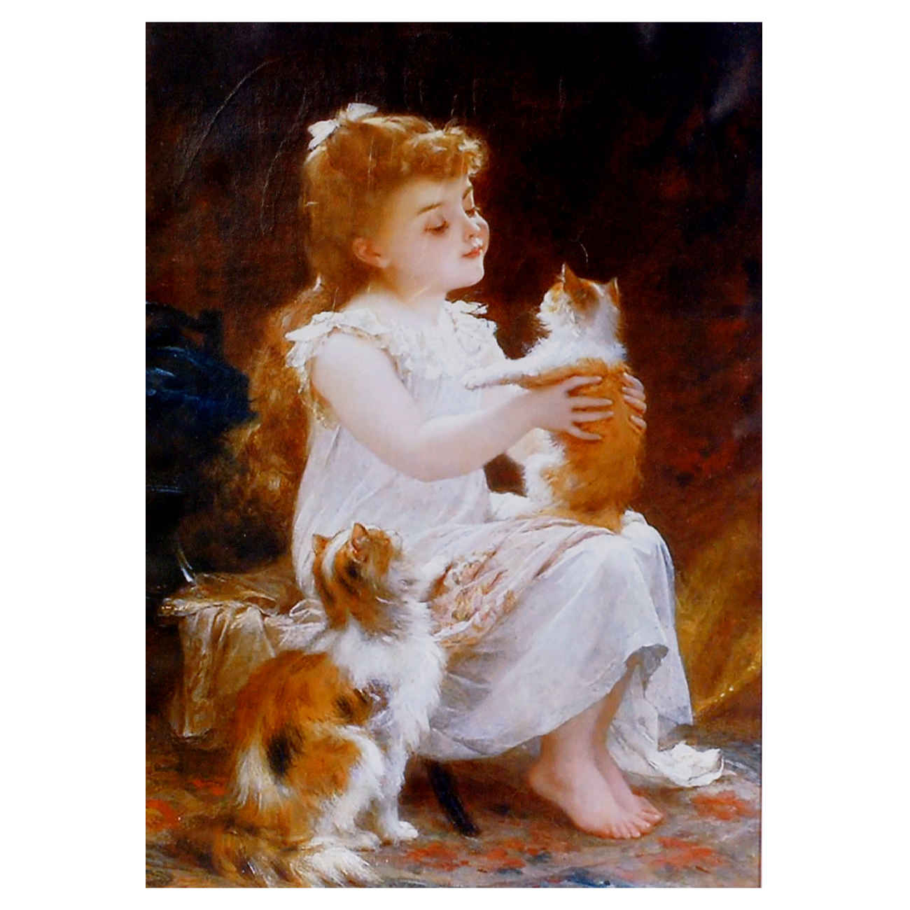 Puzzle de 500-Pièces : Une Fille avec ses Chats – Charmant et amusant