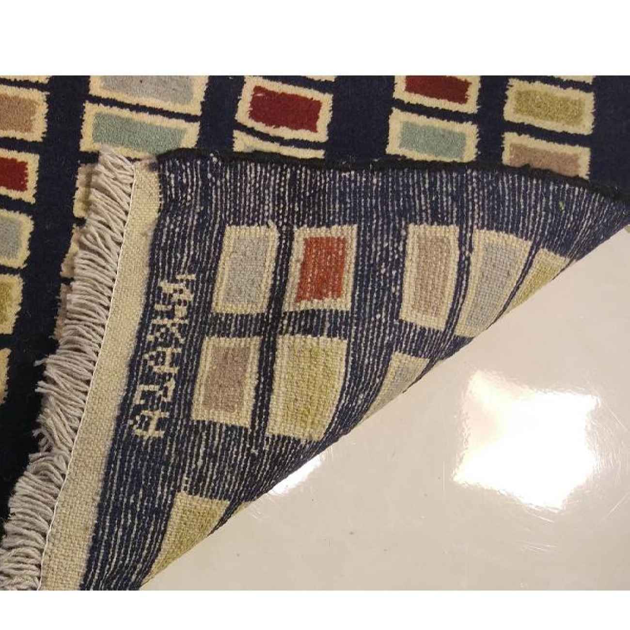 Tapis Gabbeh en laine persane véritablement tissé à la main en Fars géométrique noir