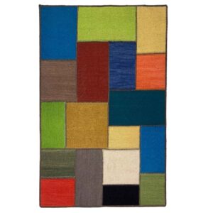 Tapis Kilim en laine persane artisanal tissé à la main géométrique