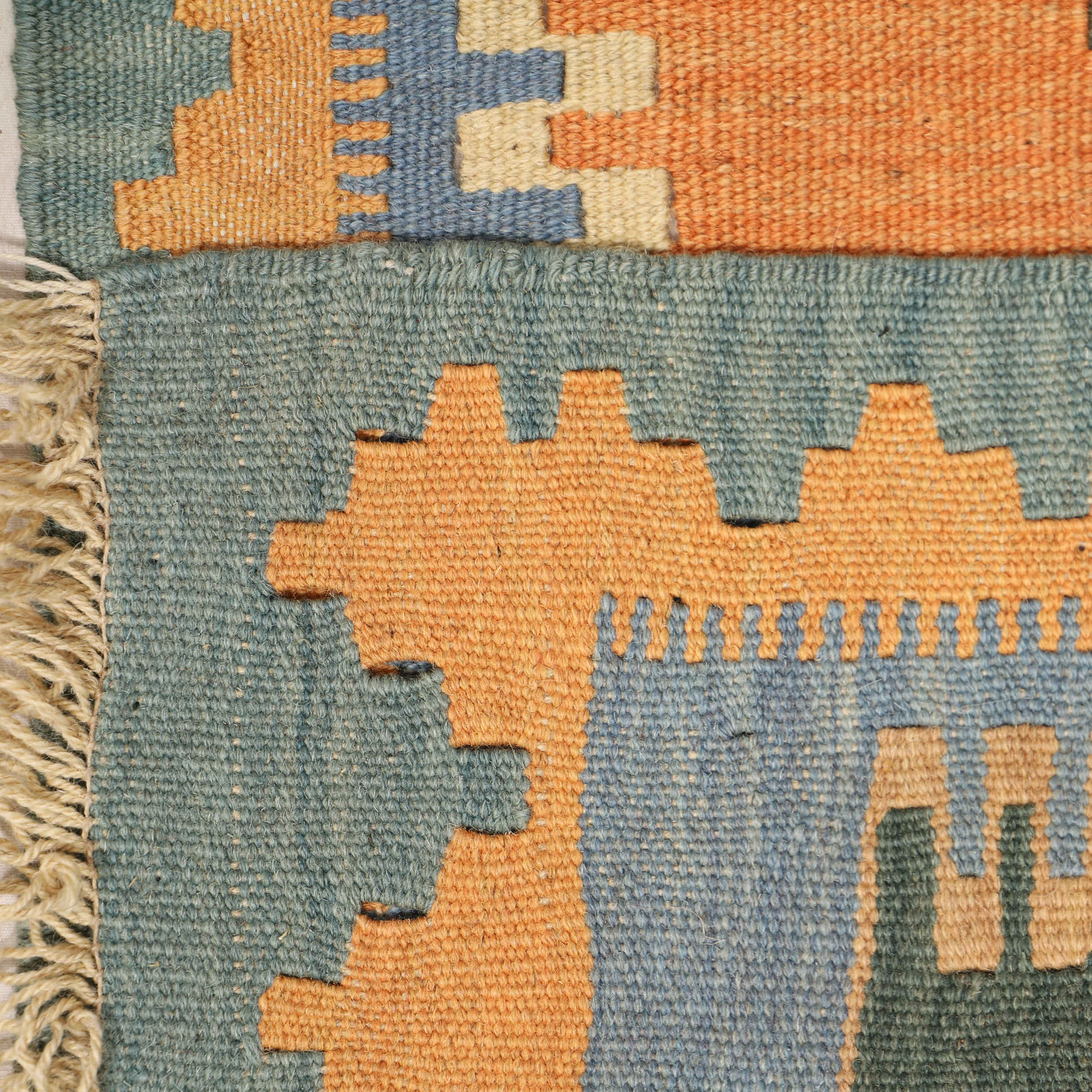 Tapis en laine Kilim persan authentique tissé à la main en Fars géométrique