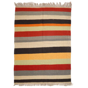 Tapis Kilim en laine persane authentique tissé à la main en Isfahan rayé