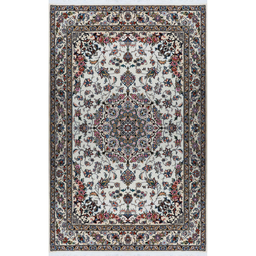 Tapis persan authentique en soie noué à la main à Nain Lachak Toranj