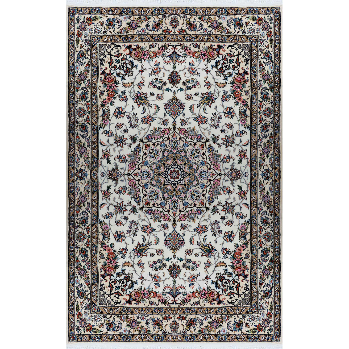 Tapis persan authentique en soie noué à la main à Nain Lachak Toranj