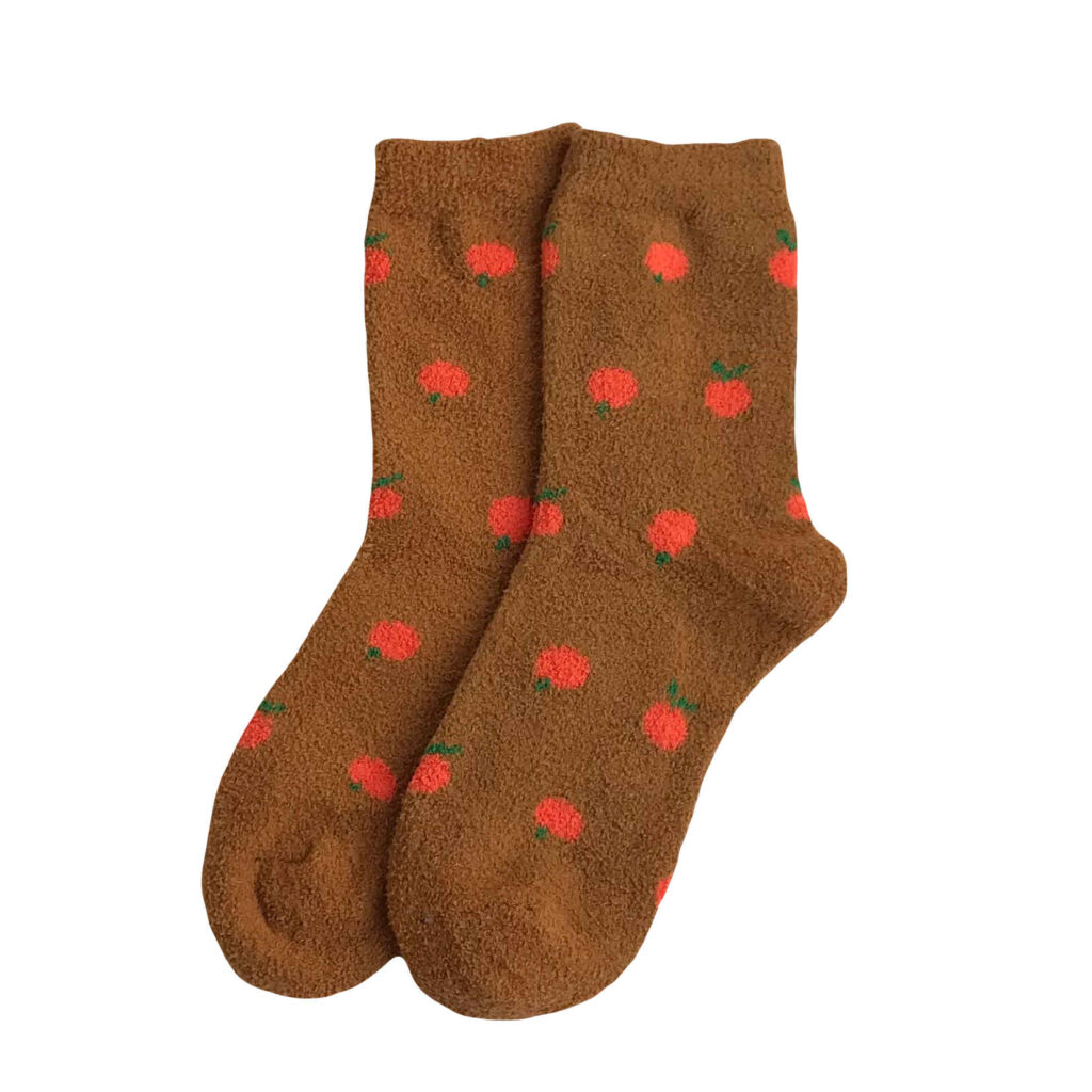 Chaussettes boucle pour femmes avec design de cerise