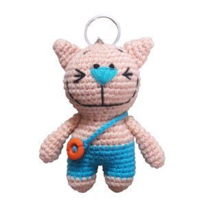 Porte-clés crochet fait main – Forme d’animal chat
