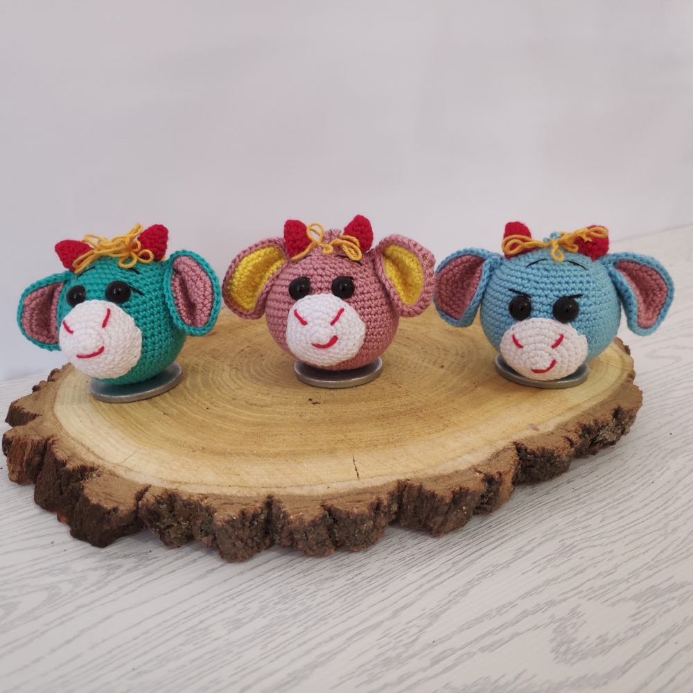 Porte-clés crochet fait main – Forme tête de vache