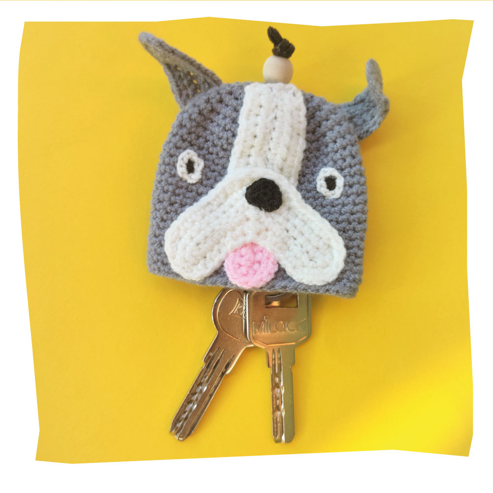Porte-clés crochet fait main – Forme d’animal chien