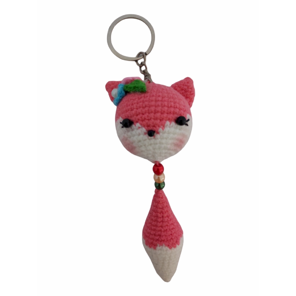 Porte-clés crochet fait main - Forme d'animal renard