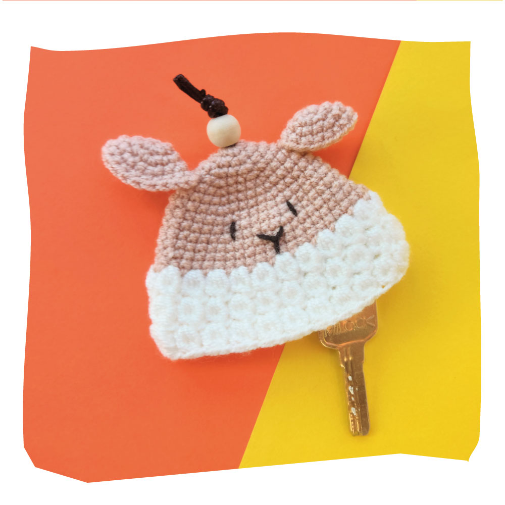Porte-clés crochet fait main – Forme d’animal mouton