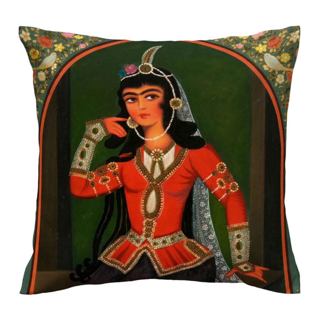 Housse de coussin en velours - Design Dame iranienne traditionnelle (Set de 2)
