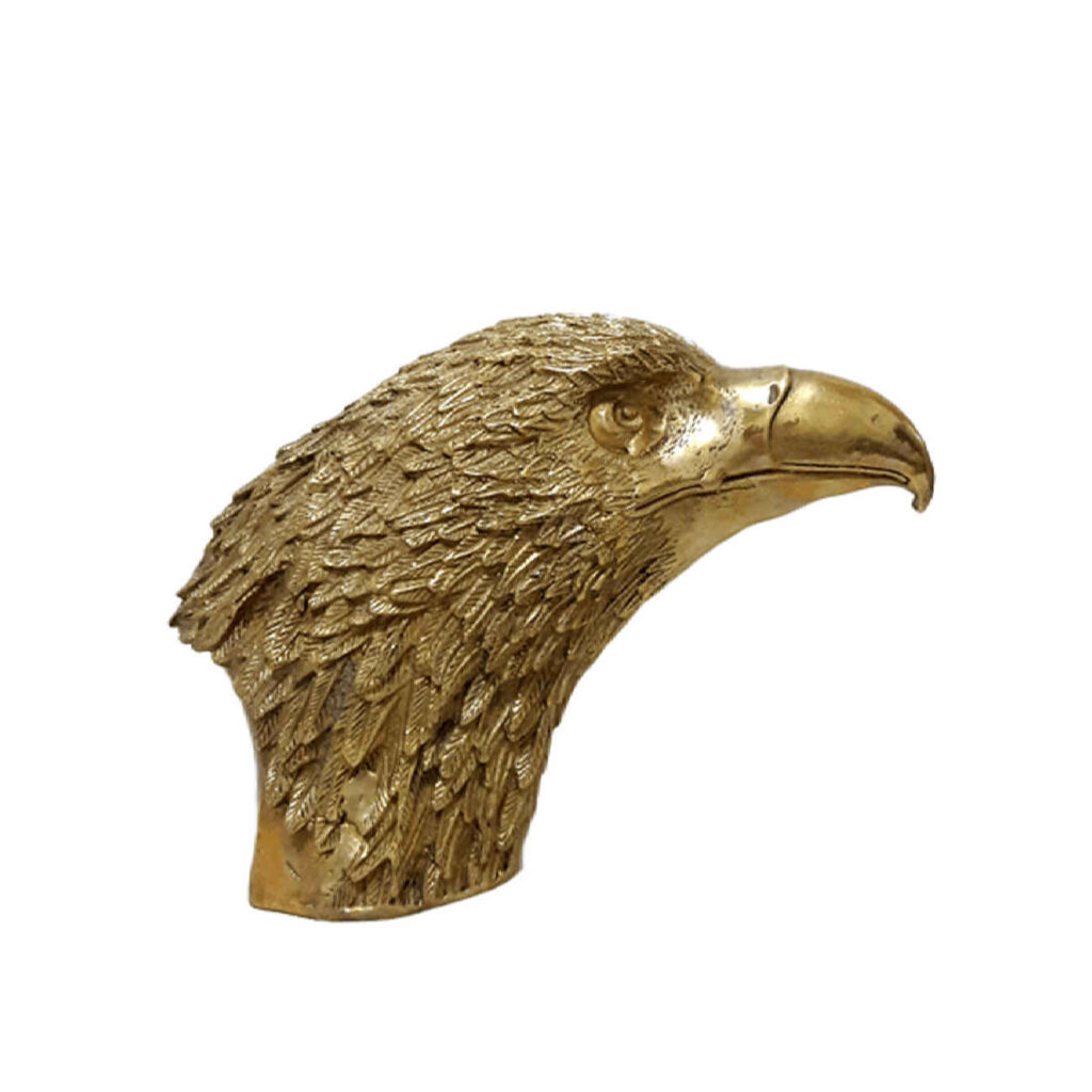 Figurine décorative de tête d'aigle en laiton - Sculpture d'oiseau majestueux