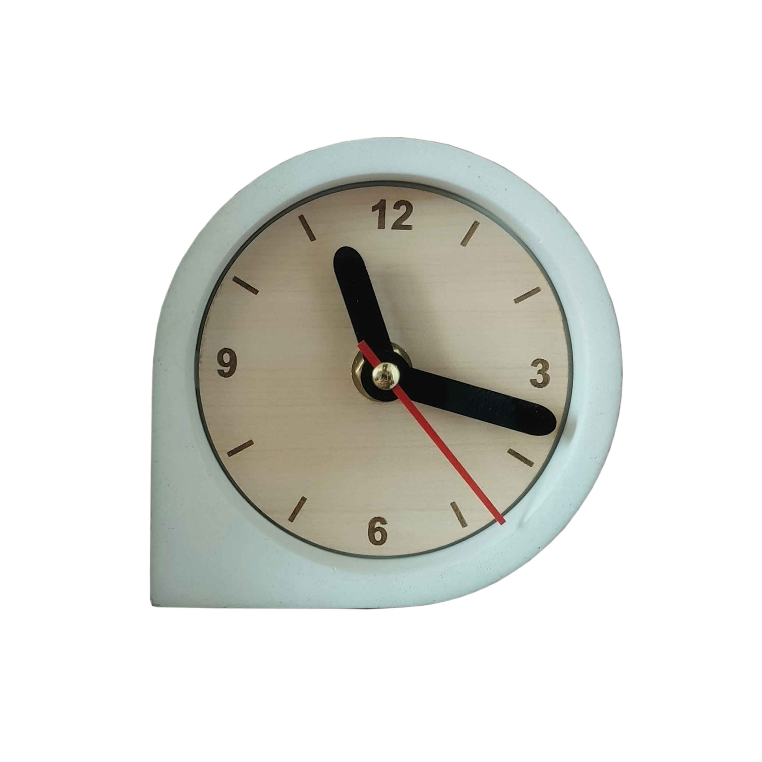 Horloge de bureau en béton fait main - Minimaliste ronde grise