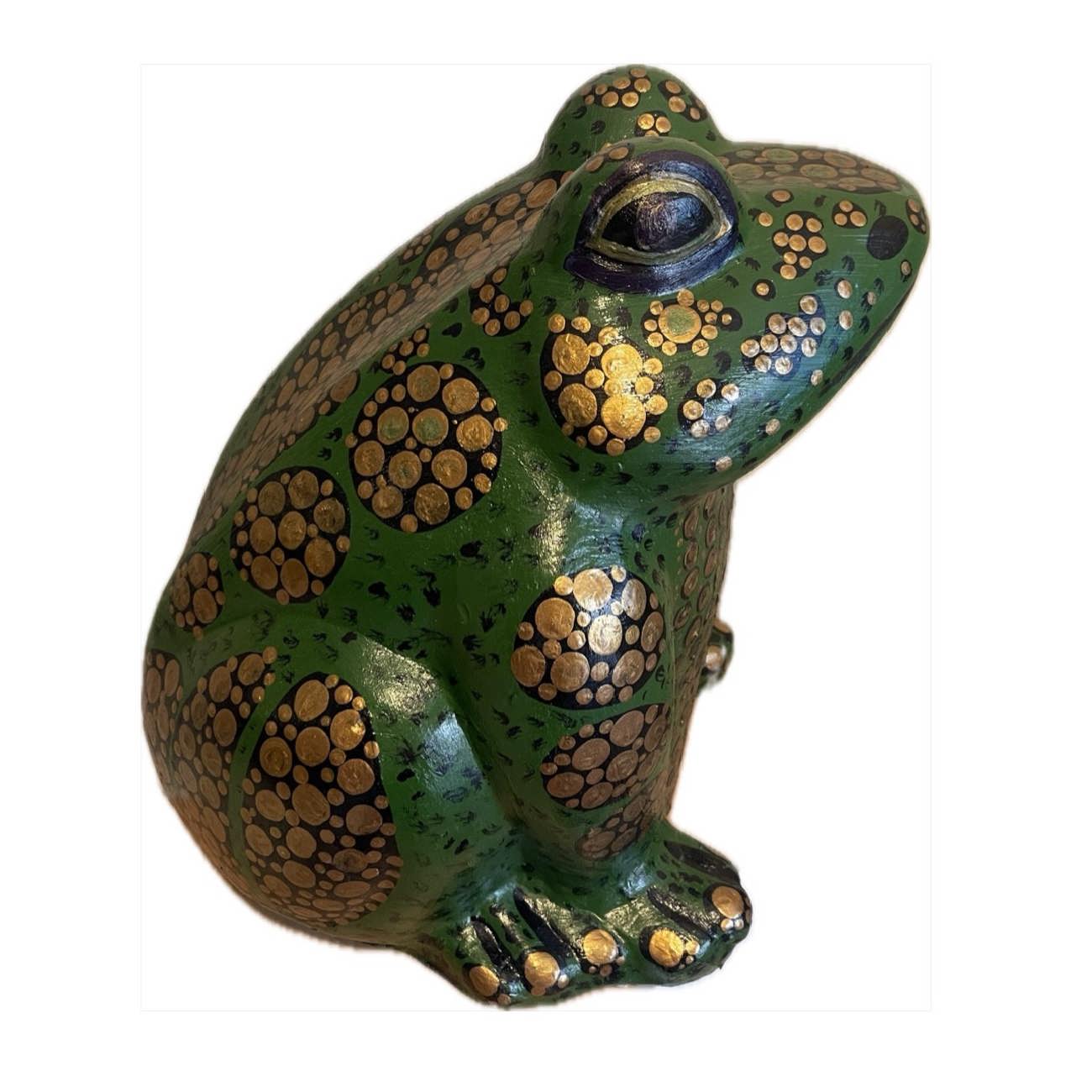 Figurine décorative de grenouille en poterie – Sculpture artistique d’amphibien