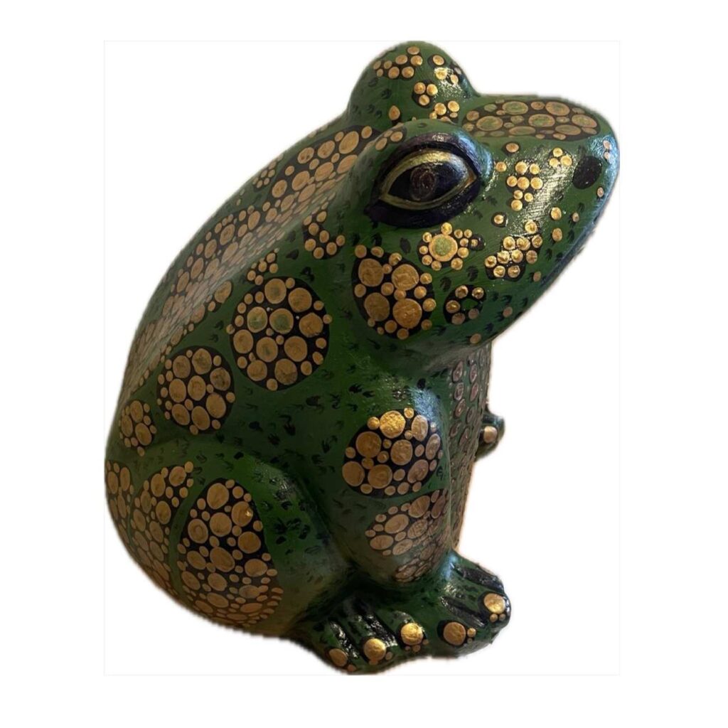 Figurine décorative de grenouille en poterie - Sculpture artistique d'amphibien