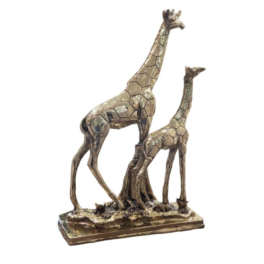 Figurine décorative de girafe dorée - Sculpture d'animal safari grand