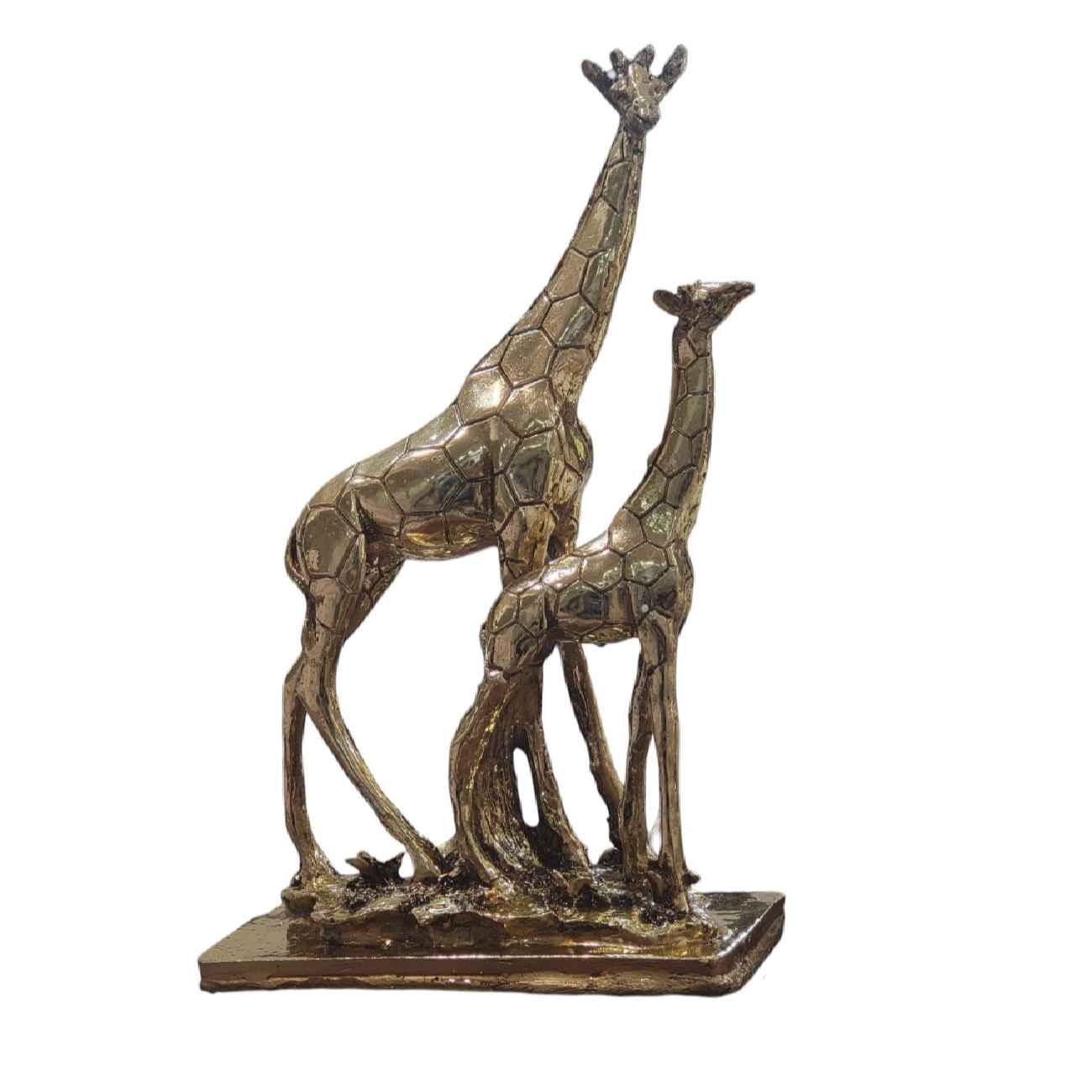 Figurine décorative de girafe dorée – Sculpture d’animal safari grand