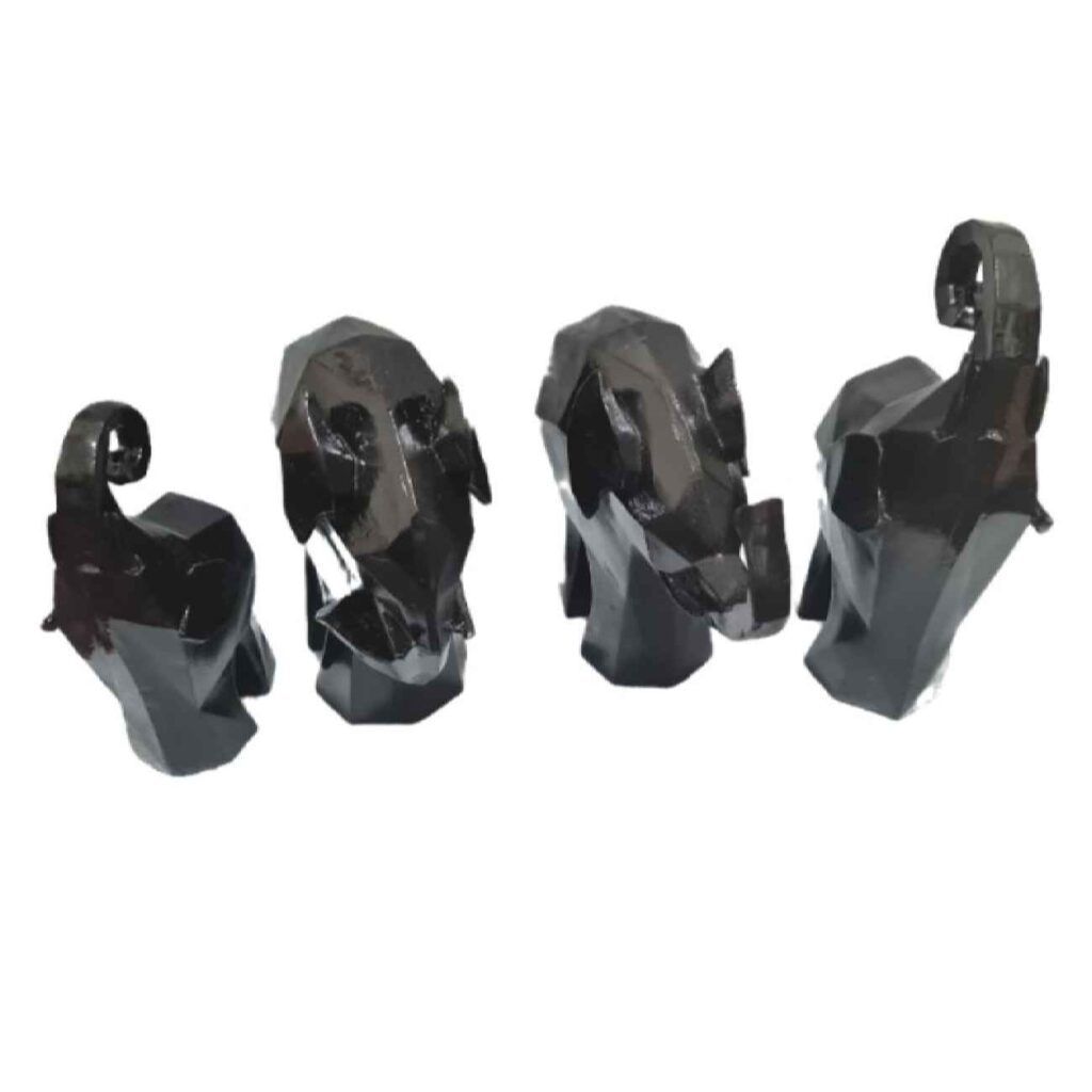 Figurine géométrique de mammouth cubisme noir - Art fait main