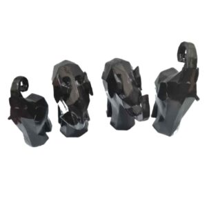 Figurine géométrique de mammouth cubisme noir – Art fait main