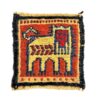 Sous-verre Kilim Persan Tissé à la Main avec Motif de Lion Jaune