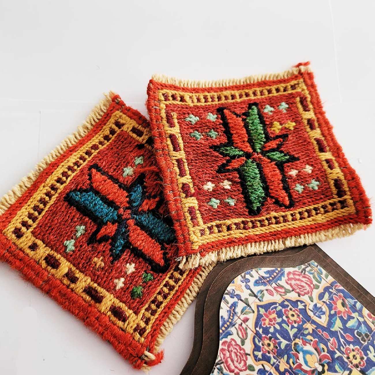 Sous-verre Kilim Persan Tissé à la Main pour la Maison et la Cuisine