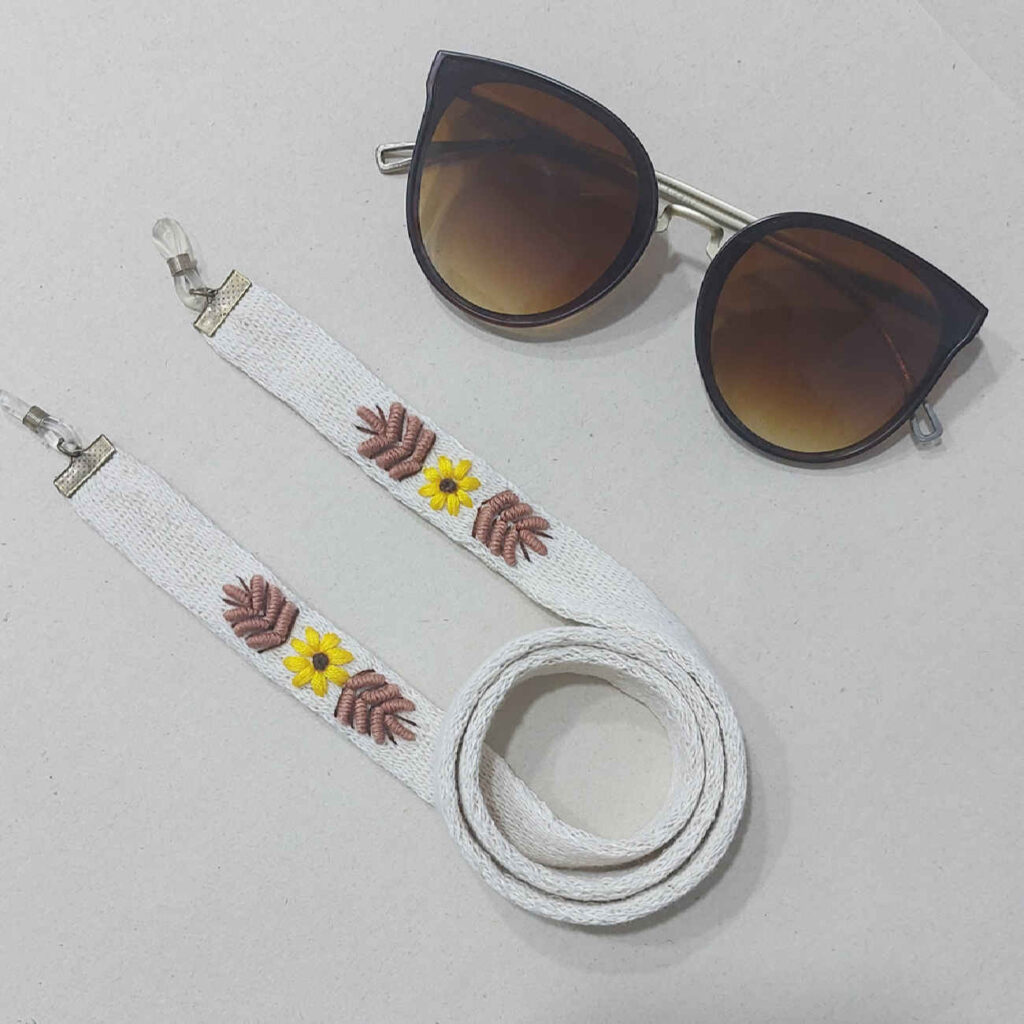 Sangle de lunettes – Design brodé de fleurs