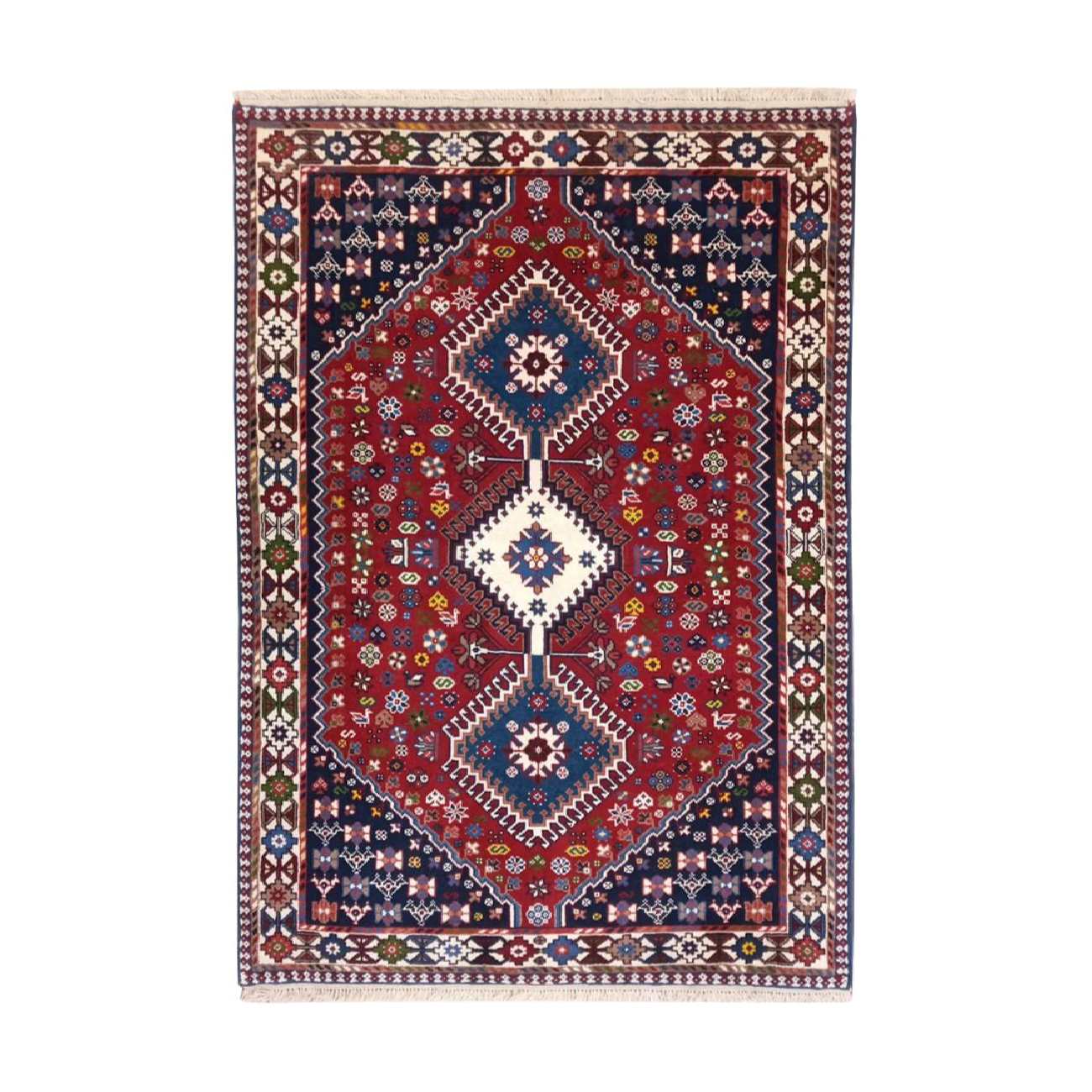Tapis persan authentique avec laine noué à la main Qashqai rouge