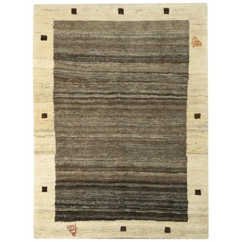 Tapis Gabbeh en laine persane véritablement tissé à la main en Fars brun