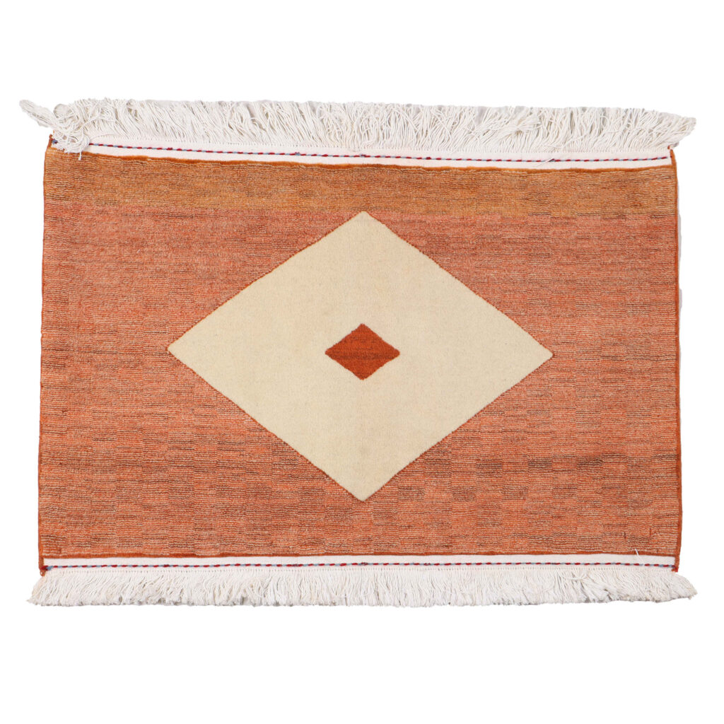 Tapis en laine Gabbeh persan authentique tissé à la main en Fars géométrique