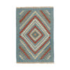 Tapis Kilim en laine persane véritablement tissé à la main en Fars Qashqai bleu