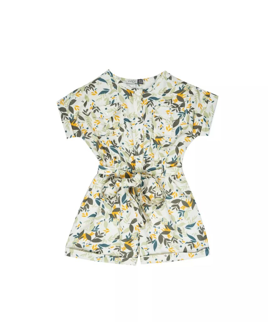 Combishort pour bébé fille avec motif feuilles