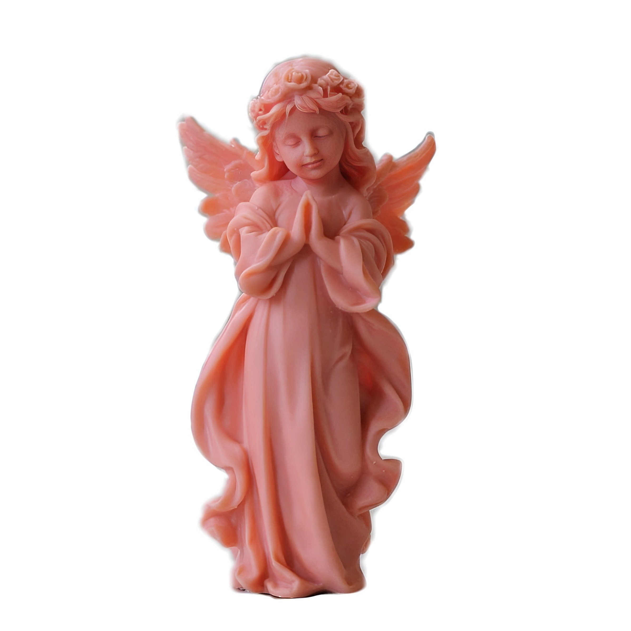 Bougie sculptée à la main avec motif d’ange, idéale pour cadeaux et décorations