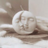 Bougie sculpture artisanale avec design de la lune et du soleil