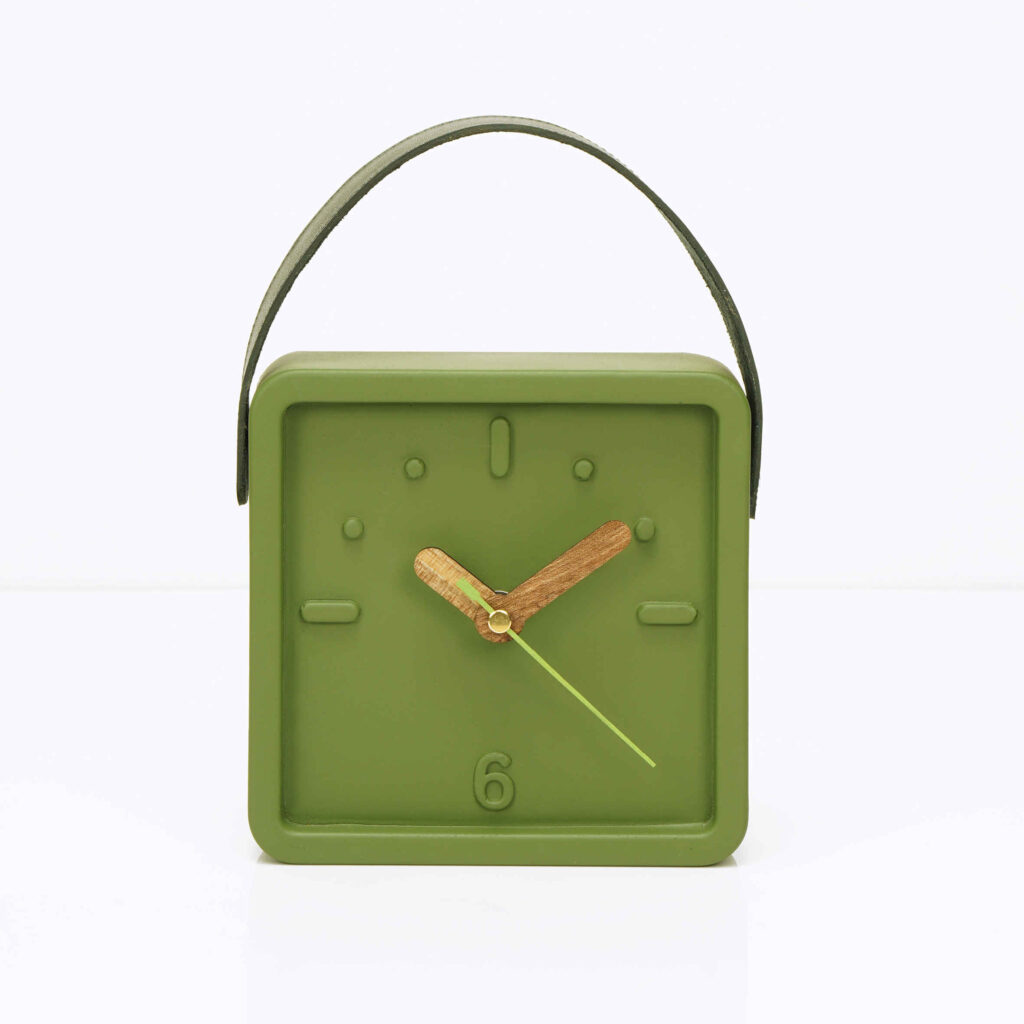 Horloge de bureau en béton fait main - Minimaliste verte