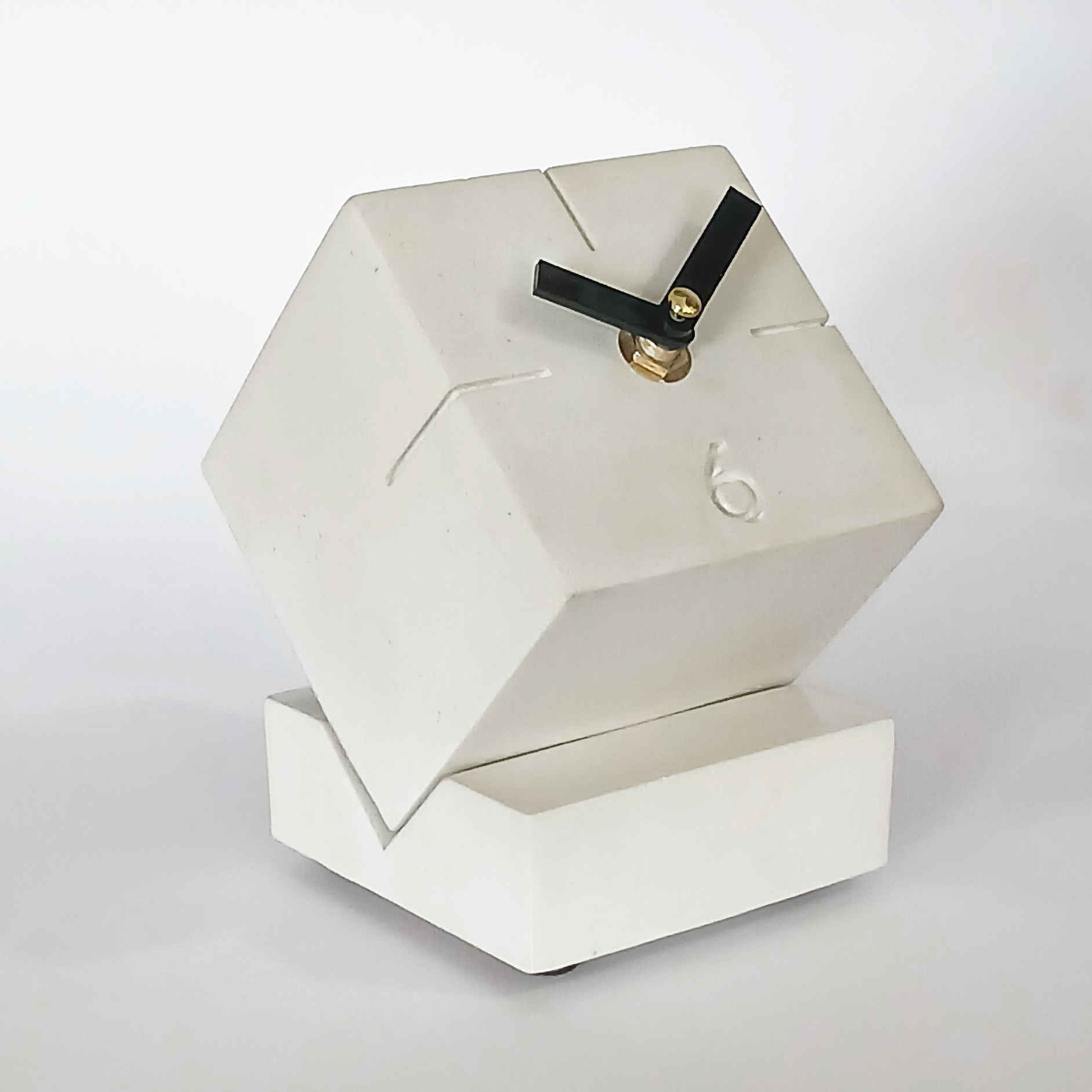 Horloge de bureau en béton fait main - Minimaliste carrée