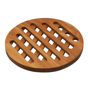 Sous-plat vintage en bois de teck fait main pour plat chaud