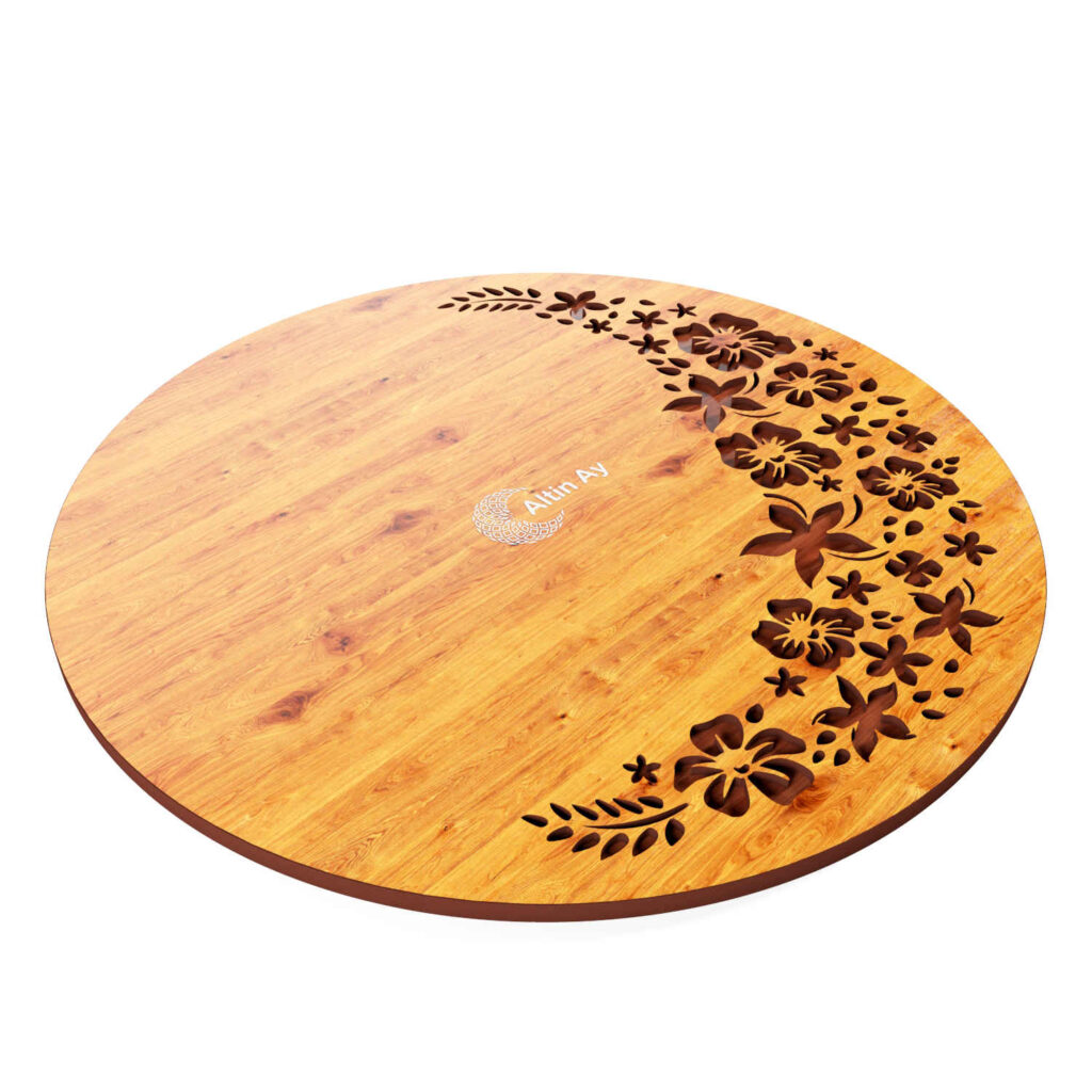 Sous-plat en bois fait main avec design floral pour protection de table