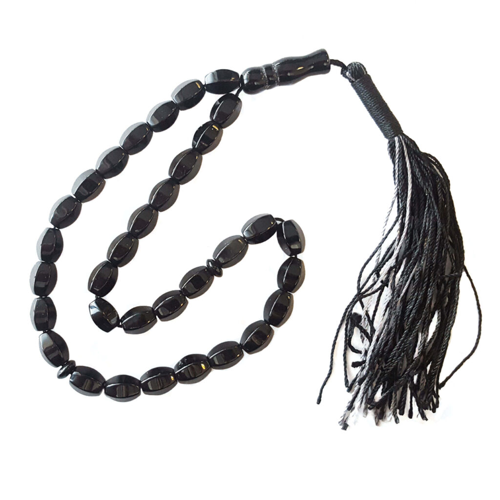 Chapelet islamique en onyx noir fabriqué avec 33 perles de prière – Tasbih