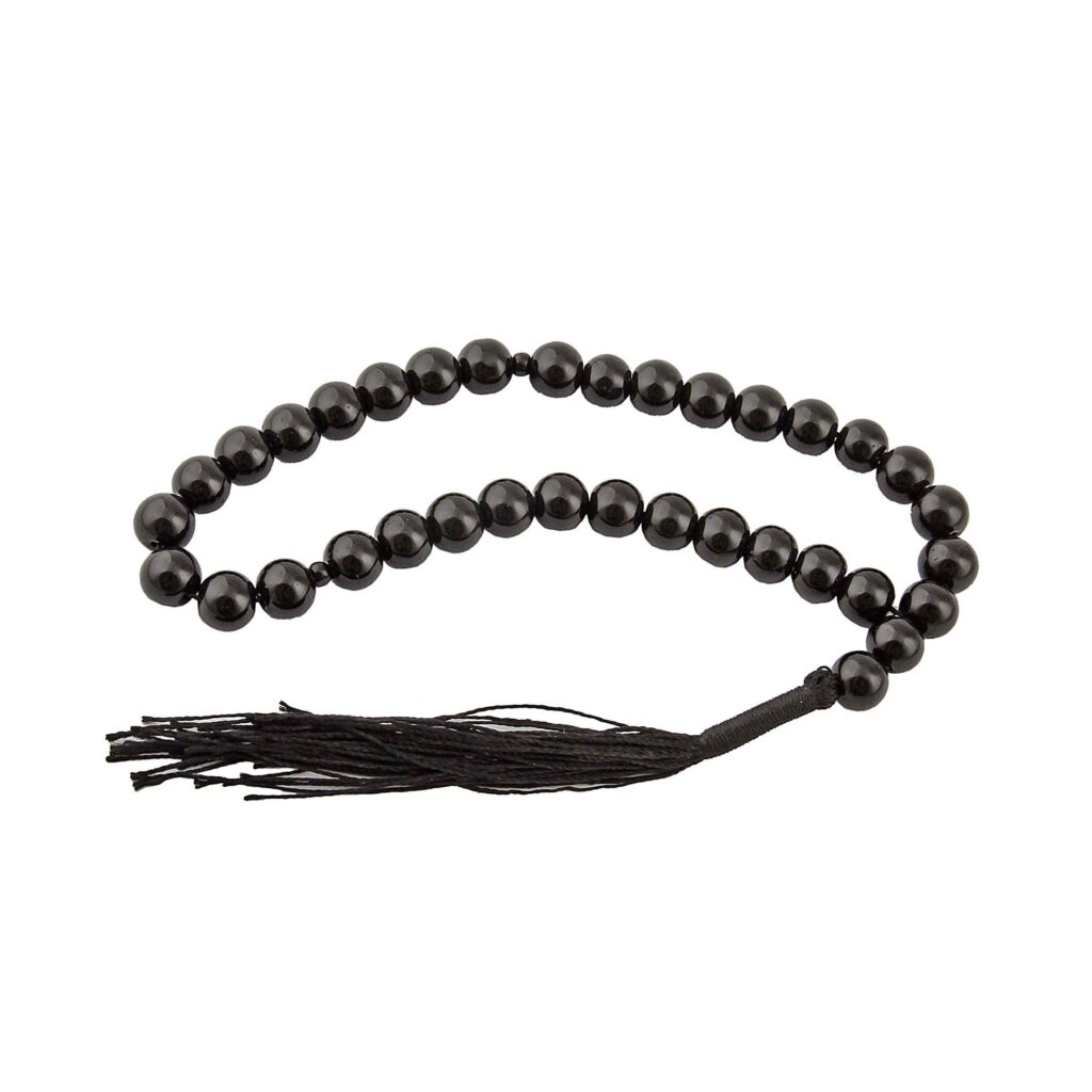 Chapelet islamique en onyx noir fabriqué avec 33 perles de prière – Tasbih