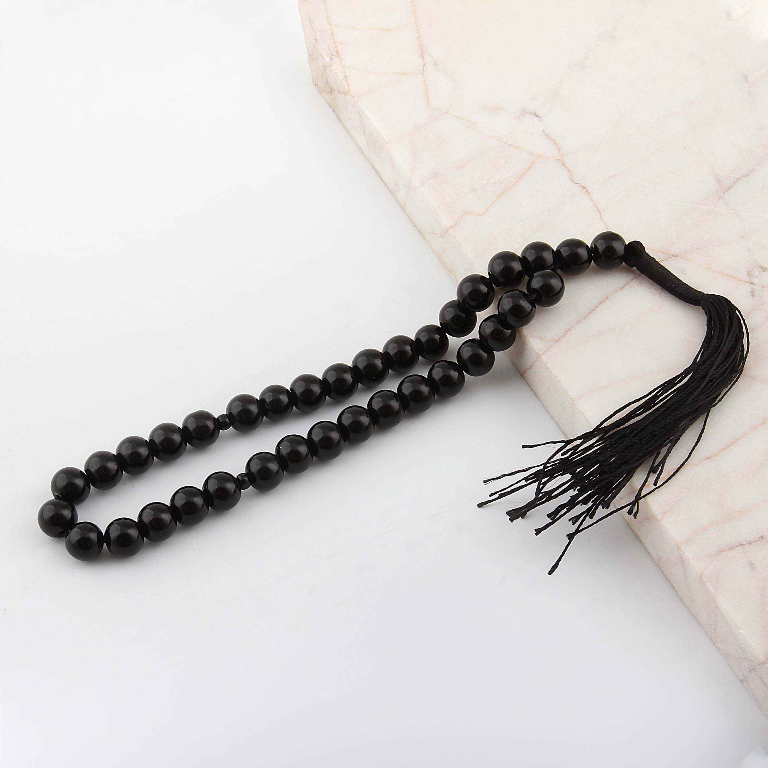 Chapelet islamique en onyx noir fabriqué avec 33 perles de prière – Tasbih