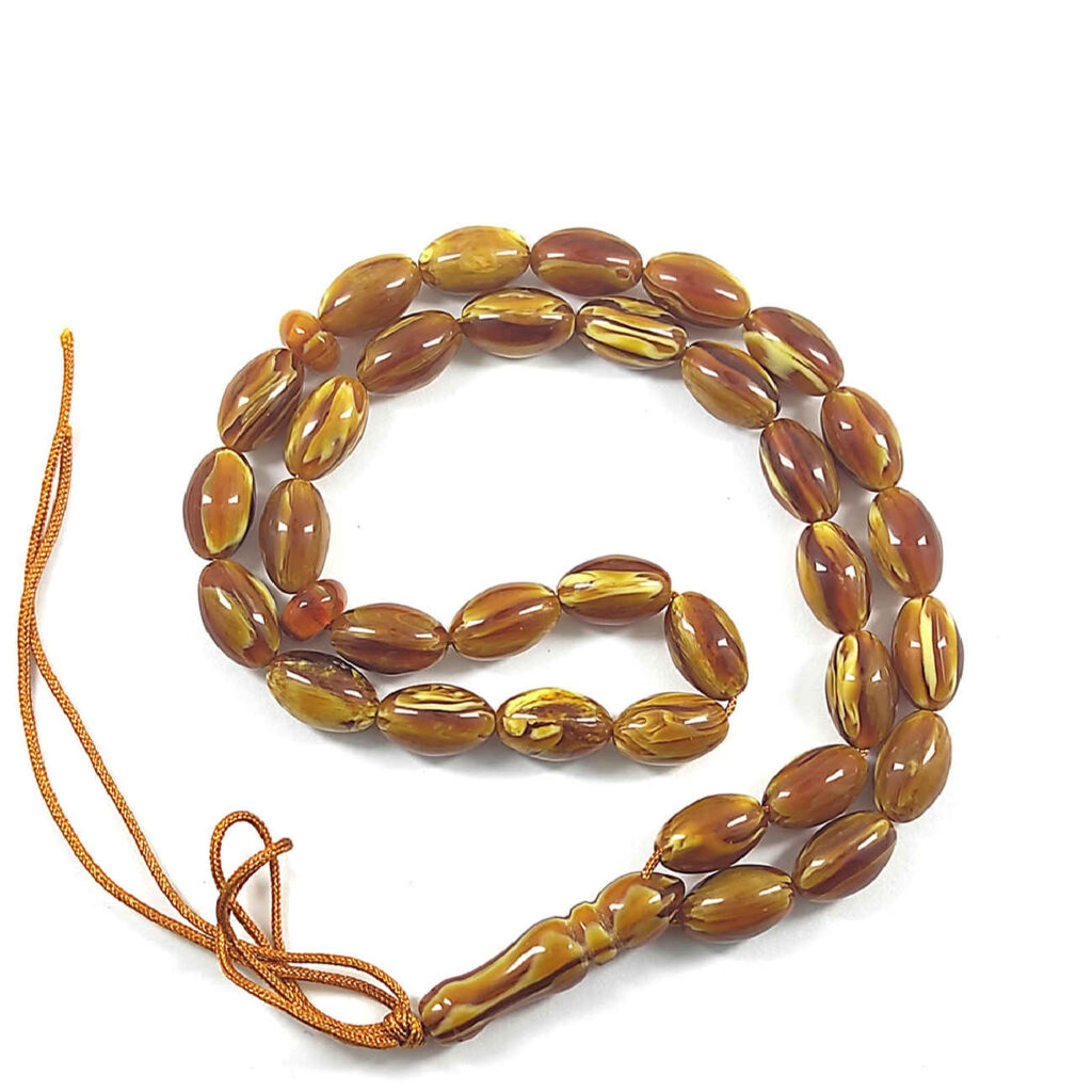 Chapelet islamique en résine de Sandalus foncé – 33 perles de prière
